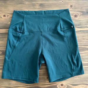 Women’s Spyder Teal Bike Shorts XL High-Waist Activewear Pockets Athleisure